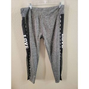 Thrill Performance Women's Black Gray Love Print Workout Legging Pants Size 3X